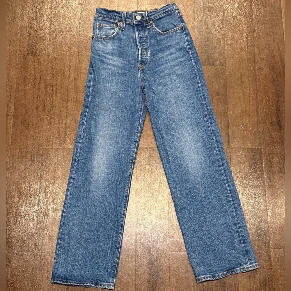Levi's Ribcage Straight Ankle Jeans Charleston Rain Sz 24